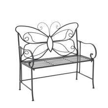 Load image into Gallery viewer, White Butterfly Iron Metal 2 Seats Garden Patio Bench Seat