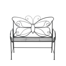 Load image into Gallery viewer, White Butterfly Iron Metal 2 Seats Garden Patio Bench Seat