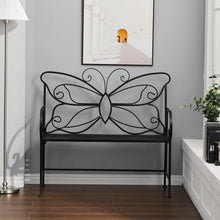 Load image into Gallery viewer, White Butterfly Iron Metal 2 Seats Garden Patio Bench Seat