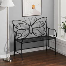 Load image into Gallery viewer, White Butterfly Iron Metal 2 Seats Garden Patio Bench Seat