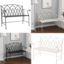 Load image into Gallery viewer, Foldable Garden Patio Bench Metal Outdoor Seating Furniture 2 Seater Home Decor