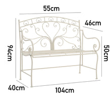 Load image into Gallery viewer, Garden Bench Patio 2-seater Armrest Chair Outdoor Metal Seat