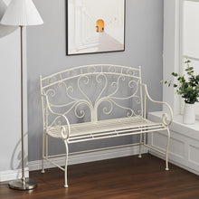 Load image into Gallery viewer, Garden Bench Patio 2-seater Armrest Chair Outdoor Metal Seat