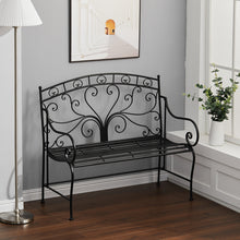 Load image into Gallery viewer, Garden Bench Patio 2-seater Armrest Chair Outdoor Metal Seat