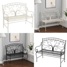 Load image into Gallery viewer, Garden Bench Patio 2-seater Armrest Chair Outdoor Metal Seat