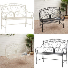 Load image into Gallery viewer, Garden Bench Patio 2-seater Armrest Chair Outdoor Metal Seat