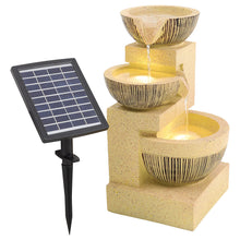 Load image into Gallery viewer, Outdoor Water Fountain Rockery Decor 3 Tier Bowls Solar Powered
