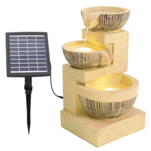 Load image into Gallery viewer, Outdoor Water Fountain Rockery Decor 3 Tier Bowls Solar Powered