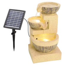 Load image into Gallery viewer, Outdoor Water Fountain Rockery Decor 3 Tier Bowls Solar Powered