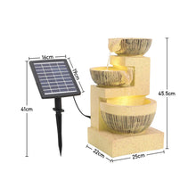 Load image into Gallery viewer, Outdoor Water Fountain Rockery Decor 3 Tier Bowls Solar Powered