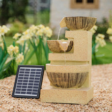Load image into Gallery viewer, Outdoor Water Fountain Rockery Decor 3 Tier Bowls Solar Powered