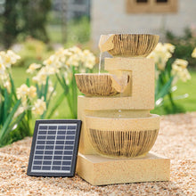 Load image into Gallery viewer, Outdoor Water Fountain Rockery Decor 3 Tier Bowls Solar Powered