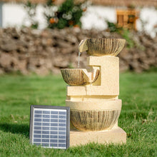 Load image into Gallery viewer, Outdoor Water Fountain Rockery Decor 3 Tier Bowls Solar Powered