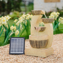 Load image into Gallery viewer, Symmetrical Cascading Bowls Rustic Outdoor Floor Water Fountain with Solar LED Light
