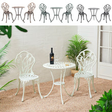 Load image into Gallery viewer, 3 Piece Bistro Set Round Aluminum Patio Table with 2 Chairs
