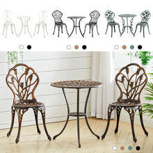 Load image into Gallery viewer, 3 Piece Bistro Set Round Aluminum Patio Table with 2 Chairs