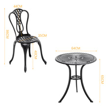 Load image into Gallery viewer, Cast Aluminum Outdoor 3 Piece Bistro Set Garden Table and Chairs