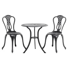 Load image into Gallery viewer, Cast Aluminum Outdoor 3 Piece Bistro Set Garden Table and Chairs