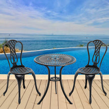 Load image into Gallery viewer, Cast Aluminum Outdoor 3 Piece Bistro Set Garden Table and Chairs