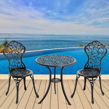 Load image into Gallery viewer, 3pcs Bistro Set Cast Aluminum Outdoor Patio Table with 2 Chairs