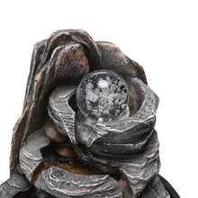 Load image into Gallery viewer, Tiered Rock Cascading Tabletop Water Fountain with LED Crystal Ball, AI1039