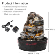 Load image into Gallery viewer, Tiered Rock Cascading Tabletop Water Fountain with LED Crystal Ball, AI1039