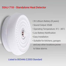 Load image into Gallery viewer, Safe Tech Standalone Heat Detector with Alarm - White