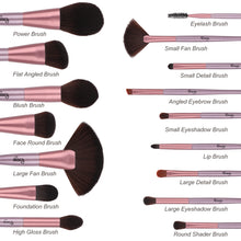 Load image into Gallery viewer, 16 Pcs Coffe Gold Professional Makeup Brush Set Premium Synthetic Brush Kit For Foundation Blending Blush Concealer Eye Face Liquid Lip With Exquisite Plastic transparent Box