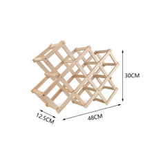Load image into Gallery viewer, Natural Wooden 10 Bottles Folding Stand Rack Storage Wine Bottle Display Kitchen