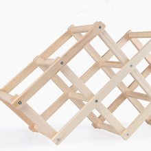 Load image into Gallery viewer, Natural Wooden 10 Bottles Folding Stand Rack Storage Wine Bottle Display Kitchen
