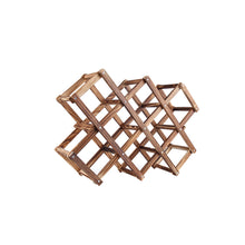 Load image into Gallery viewer, Natural Wooden 10 Bottles Folding Stand Rack Storage Wine Bottle Display Kitchen