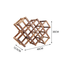 Load image into Gallery viewer, Natural Wooden 10 Bottles Folding Stand Rack Storage Wine Bottle Display Kitchen