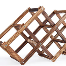 Load image into Gallery viewer, Natural Wooden 10 Bottles Folding Stand Rack Storage Wine Bottle Display Kitchen