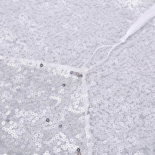 Load image into Gallery viewer, Sequin Table Runner Glittering Silver with Tassels for Holiday Decoration, CD0158