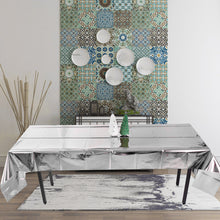 Load image into Gallery viewer, 1 Pcs Waterproof Aluminum Foil Tablecloth Metallic Plastic Tablecover