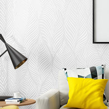 Load image into Gallery viewer, 10M Modern Non-woven Geometric White Leaf Textured Vinyl Wallpaper