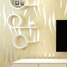 Load image into Gallery viewer, Modern Silver 3D Wave Stripe Non-woven Embossed Flocking Wallpaper Roll