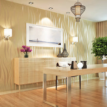 Load image into Gallery viewer, Modern Silver 3D Wave Stripe Non-woven Embossed Flocking Wallpaper Roll