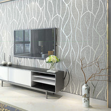 Load image into Gallery viewer, Modern 3D Wall Paper Silver Grey Striped Textured Wallpaper Background
