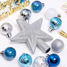 Load image into Gallery viewer, Livingandhome 30 Pieces Shatterproof Christmas Tree Ornament Set Xmas Bauble and Snowflake Tree Topper, CD0343