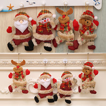 Load image into Gallery viewer, Livingandhome 4 Pieces Christmas Tree Ornament Snowman Santa Claus Elk and Bear Shape Xmas Dolls, CD0364