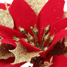 Load image into Gallery viewer, Livingandhome 24 Pieces Artificial Christmas Tree Flowers Xmas Festive Poinsettia Flowers Decoration Set, CD0368