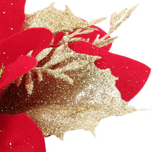 Load image into Gallery viewer, Livingandhome 24 Pieces Artificial Christmas Tree Flowers Xmas Festive Poinsettia Flowers Decoration Set, CD0368