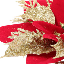 Load image into Gallery viewer, Livingandhome 24 Pieces Artificial Christmas Tree Flowers Xmas Festive Poinsettia Flowers Decoration Set, CD0368