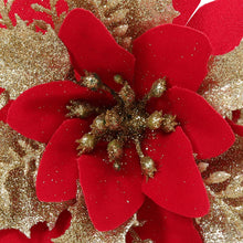 Load image into Gallery viewer, Livingandhome 24 Pieces Artificial Christmas Tree Flowers Xmas Festive Poinsettia Flowers Decoration Set, CD0368