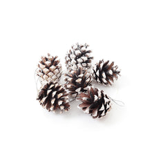 Load image into Gallery viewer, Livingandhome 30 Pieces Real Pine Cone Dyed with White Paint Christmas Tree Hanging Ornament Set, CD0370