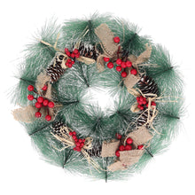 Load image into Gallery viewer, Livingandhome 32cm Snow Flocked Christmas Artificial Wreath with Classical Xmas Ornaments, CD0381