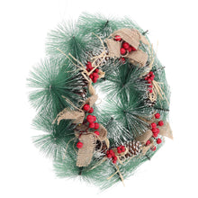 Load image into Gallery viewer, Livingandhome 32cm Snow Flocked Christmas Artificial Wreath with Classical Xmas Ornaments, CD0381