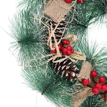 Load image into Gallery viewer, Livingandhome 32cm Snow Flocked Christmas Artificial Wreath with Classical Xmas Ornaments, CD0381