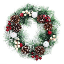 Load image into Gallery viewer, Livingandhome 32cm Snow Flocked Christmas Artificial Wreath with Classical Xmas Ornaments, CD0382